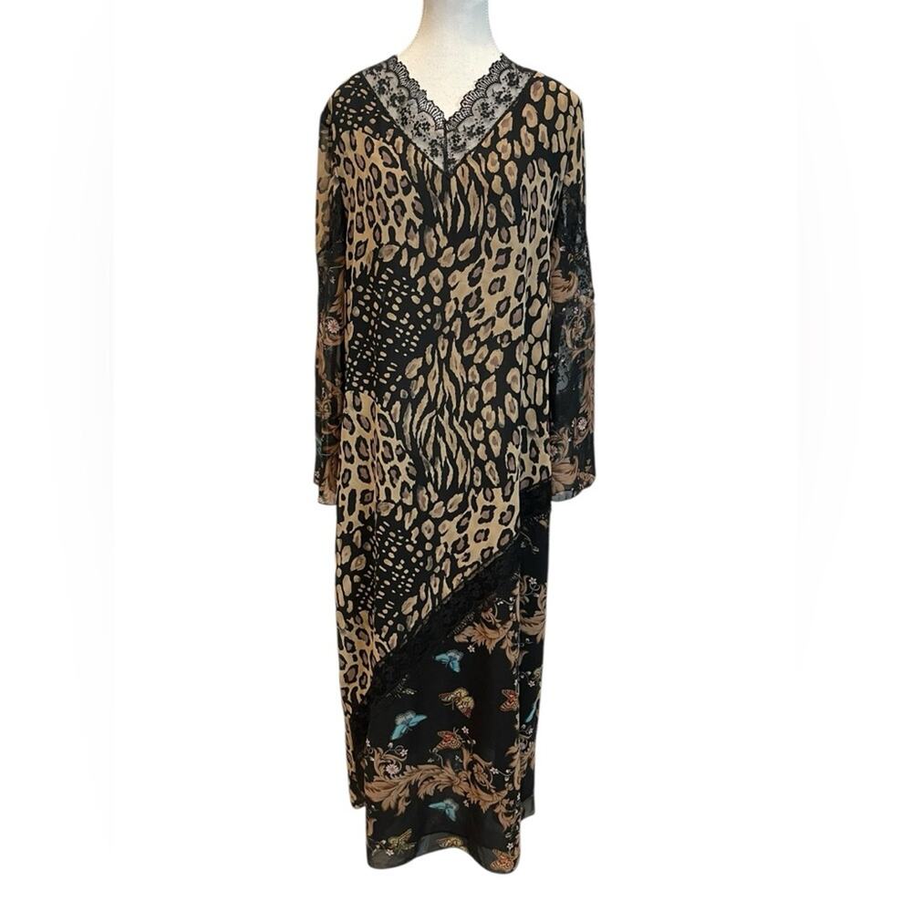 Jonquil Diane Samandi Nieman Marcus Butterfly Animal Print Lined Dress - Picture 1 of 12